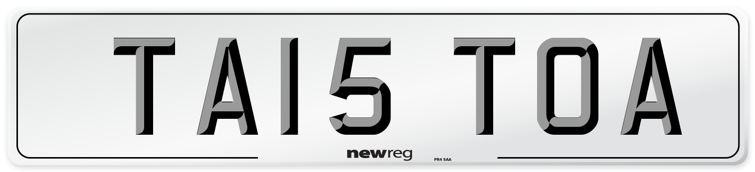 TA15 TOA Number Plate from New Reg